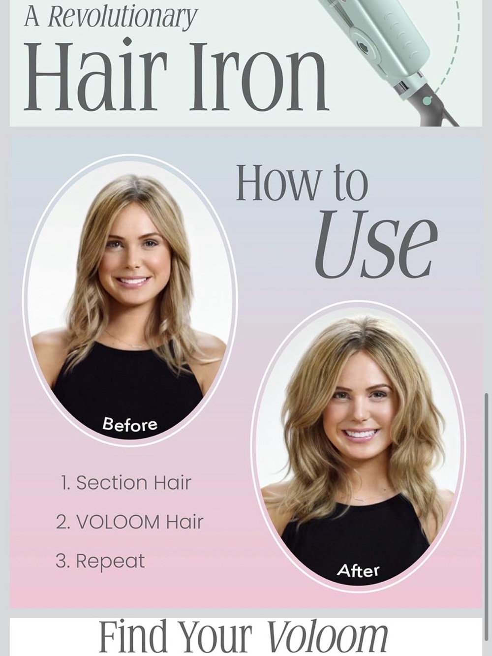 Voloom Rootie 3/4” Voluminizing Hair Iron - Lasting Volumes & Adjustable temp